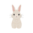 Mały słodki królik. Urocze zwierzątko w stylu kawaii. Siedzący zając na białym tle. Ilustracja wektorowa.