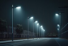 Modern Street Led Lighting, Created With Generative AI Technology