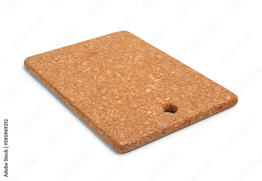 Cork cutting board on white background