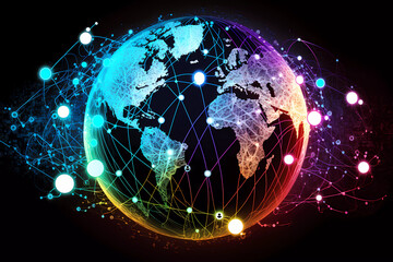 World and network connection internet and global technology , Concept of future Digital world and security connection, big data worldwide. Generative AI