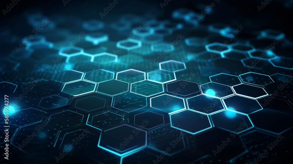 Abstract Technology background, Tech innovation hexagon pattern design ...