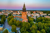 Fototapeta Na drzwi - Sunset view of the cathedral in Turku, Finland