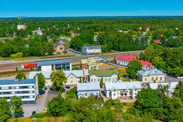 Wall Mural - Aerial view of colorful timber houses in Hanko, Finland