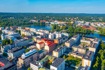 Wall Mural - Aerial view of Finnish town Hämeenlinna