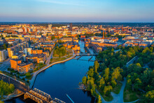 Panorama View Of Center Of Finnish Town Tampere