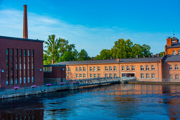 Wall Mural - Brick buildings alongside Tammerkoski channel in Tampere, Finland