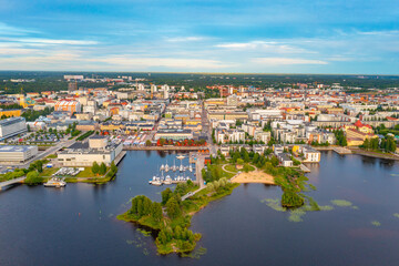 Wall Mural - Panorama view of center of Finnish town Oulu