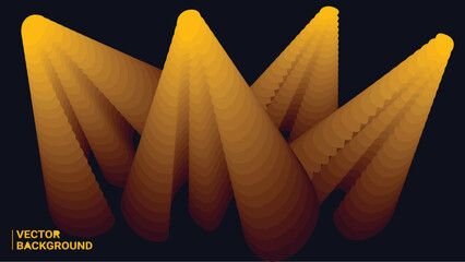 Wall Mural - Abstract Vector Bg  Pyramid Like Objects yellow orange dark