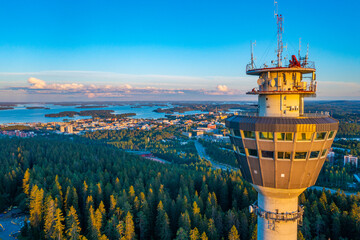 Wall Mural - Puijo tower and panorama of Finnish town Kuopio