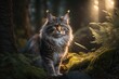 Maine Coon cat in the fores Generative AI
