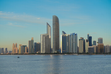 the city of Abu Dhabi. Abu Dhabi beach at sunset. urban landscape.