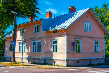 Sticker - Timber houses in Finnish town Mariehamn