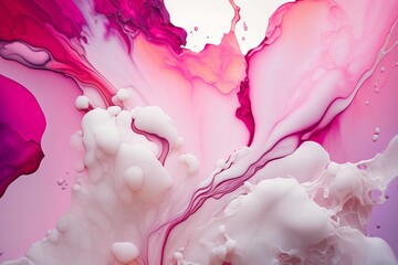 Wall Mural - White and pink alcohol ink