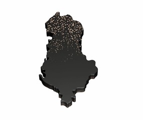 Sticker - 3D rendering of a luxurious black Albania map isolated on a white background