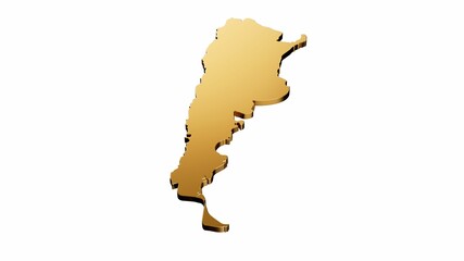 Sticker - 3D rendering of a luxurious golden Argentina map isolated on a white background