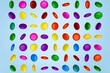 3d illustration of colorful candy gems isolated on sky blue background