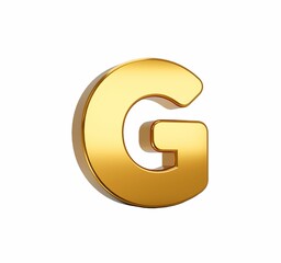 Sticker - 3D rendering of gold alphabet capital letter G isolated on white background