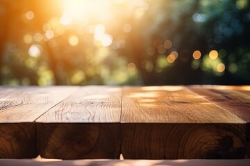 Canvas Print - wooden table top with a blurred background created with Generative AI technology