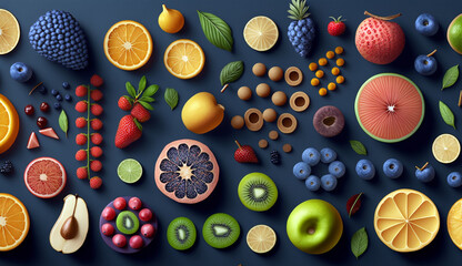 Fresh food pattern colors and textures market. Generative AI.