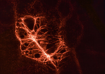orange light wave projection with abstract pattern