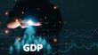 © FAMILY STOCK - GDP Gross Domestic Product Gross Domestic Product GDP improvement concept. Arrow and charts.