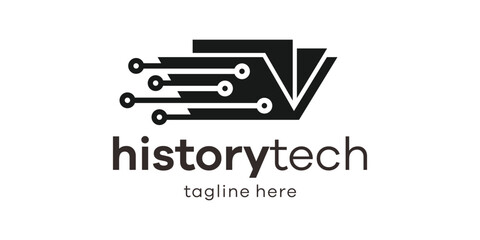 Wall Mural - book logo technology icon vector illustration