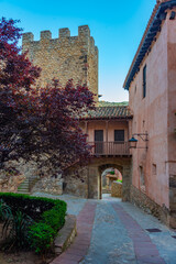 Wall Mural - Sunset view of a medieval street in the old town Of Albarracin, Spain