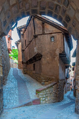 Wall Mural - Sunset view of a medieval street in the old town Of Albarracin, Spain