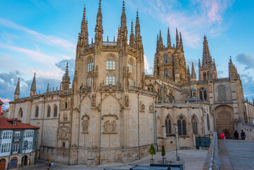 Wall Mural - Sunset view of the cathedral in Spanish town Burgos