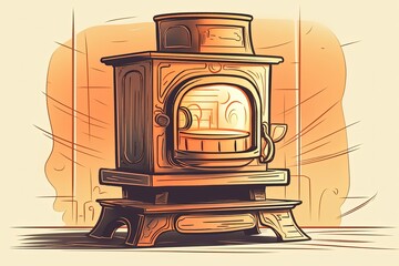 Poster - antique stove in a vintage interior created with Generative AI technology