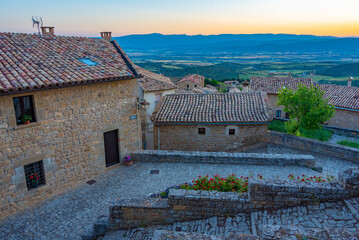 Poster - Sunrise view of a Medieval street in Spanish village Sos del Rey Catolico