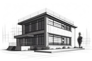 Wall Mural - monochrome architectural structure created with generative ai technology