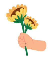 Sticker - hand with flowers