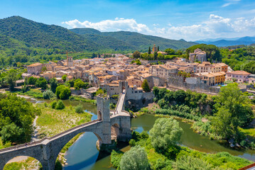 Wall Mural - Aerial view of Spanish town Besalu