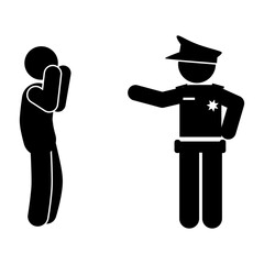 police arrest criminals. Policeman icon. Simple illustration of policeman vector. criminals in prison
