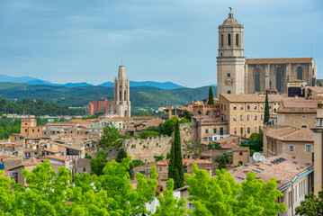 Wall Mural - Panorama view of Spanish town Girona