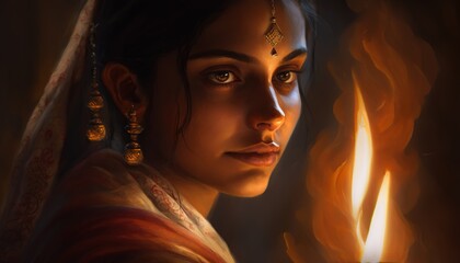 Poster - illustration of diya on Diwali celebration.illustration