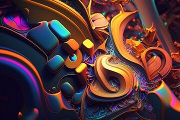 Wall Mural - enthralling glitter of neon abstraction generative ai