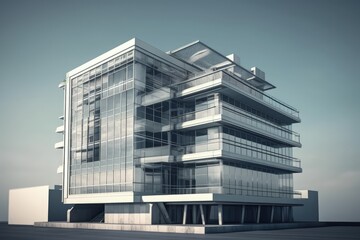 Wall Mural - modern skyscraper with a sleek design and numerous windows created with generative ai technology