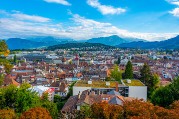 Canvas Print - Panorama view of Swiss town Luzern