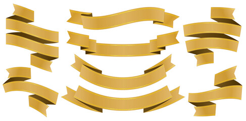 Wall Mural - vector illustration eight set golden ribbons scrolling isolated backgrounds for decks, collages, scene designs, User interface, Branding or identity campaigns, Stationery prints layouts, Presentations
