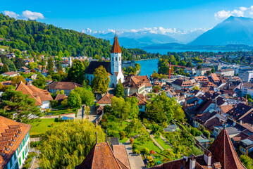 Wall Mural - Panorama view of Thun from the castle, Switzerland