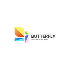 Wall Mural - Vector Logo Illustration Butterfly Gradient Colorful Style.