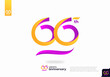 Number 66 logo icon design, 66th birthday logo number, 66th anniversary.