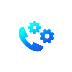 Canvas Print - call settings icon, phone and gears