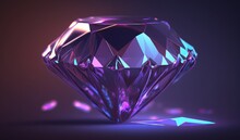  A Purple Diamond On A Black Background With A Purple Background.  Generative Ai