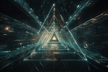 Wall Mural - abstract background with a centered triangle shape created with Generative AI technology