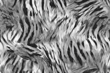 Canvas Print - close-up view of a zebras black and white striped fur created with Generative AI technology