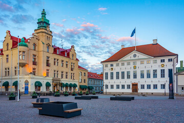 Wall Mural - Sunset view of town hall at Stortorget square in Swedish town Kalmar