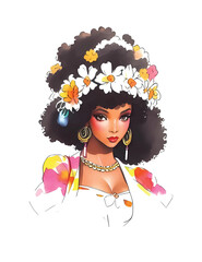 afro hair hippie woman